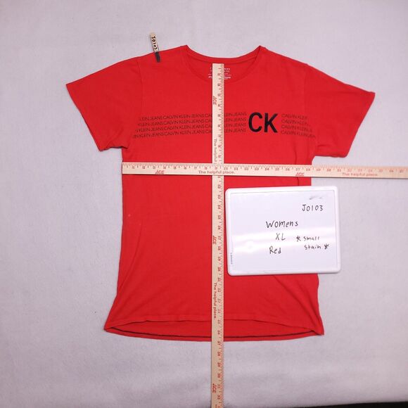 Calvin Klein Graphic Short Sleeve T-Shirt Womens Size Extra Large XL Red - Picture 7 of 12